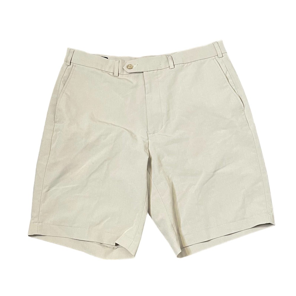 Monterey Club Golf Short Men Size 32 Chino Classic Fairway Beige Hi-Rise Stretch